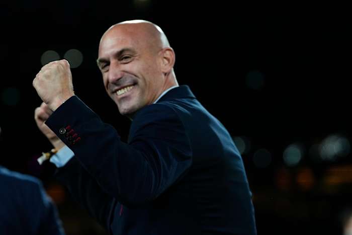 Luis Rubiales, president of the Royal Spanish Football Federation, pictured celebrating after Spain won the 2023 FIFA Women's World Cup